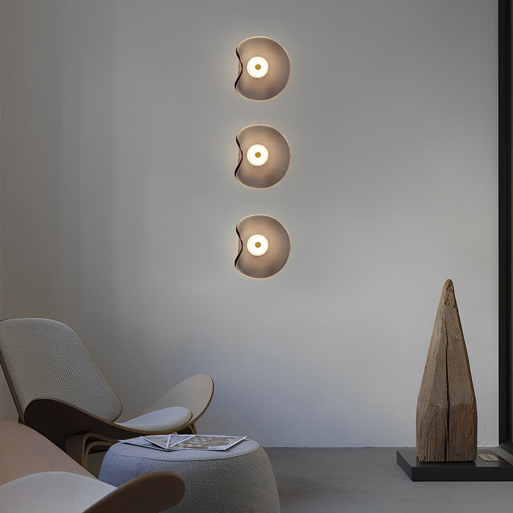 Postmodern Irregular Round Glass Wall Sconce — 10" Diffused, Warm White 3000K, Brown / Smoke Gray / Light Purple