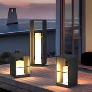 Modern Black Rectangular Frame Outdoor Lantern — Stainless Steel & PMMA, Solar / Hardwired, LED 3200K, IP54, 11", 17", or 29"
