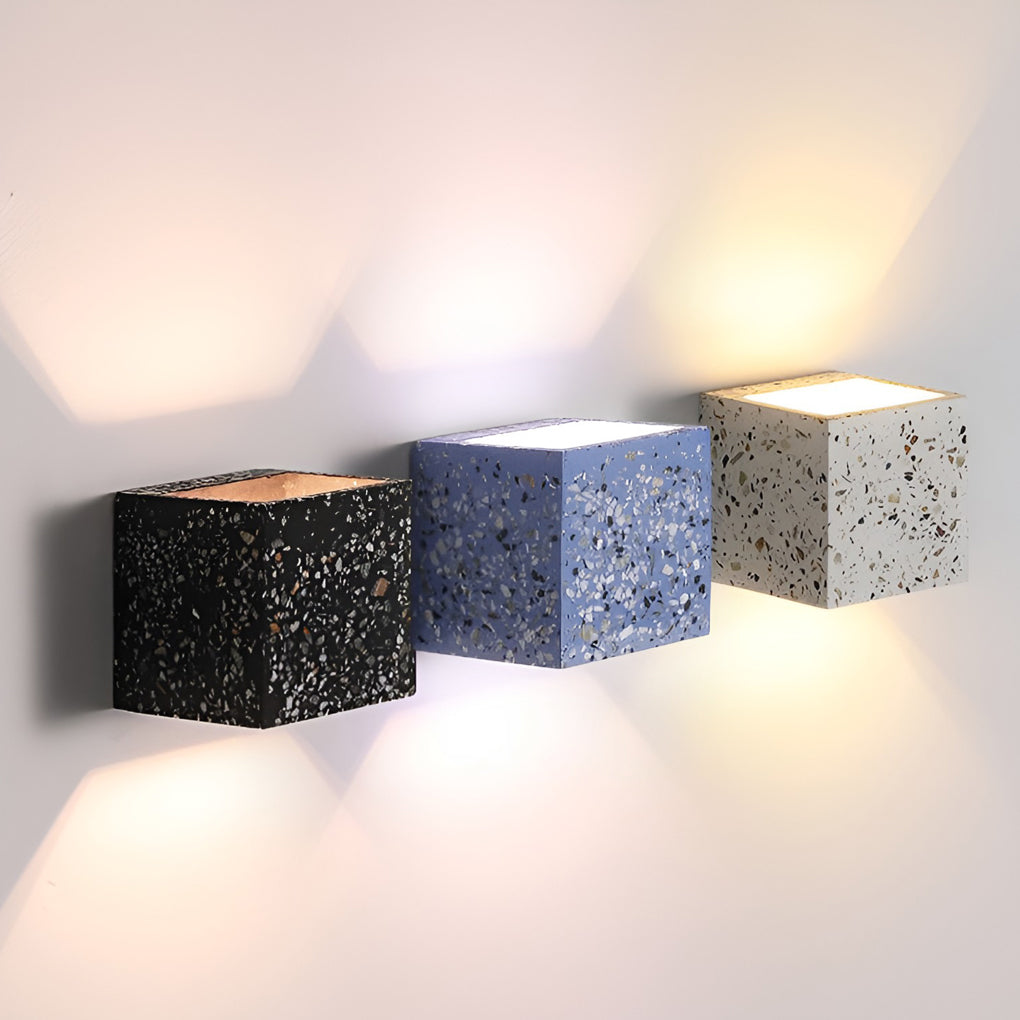 Square Up/Down Wall Sconce — Terrazzo, Modern Industrial, G4, 3000K Warm White