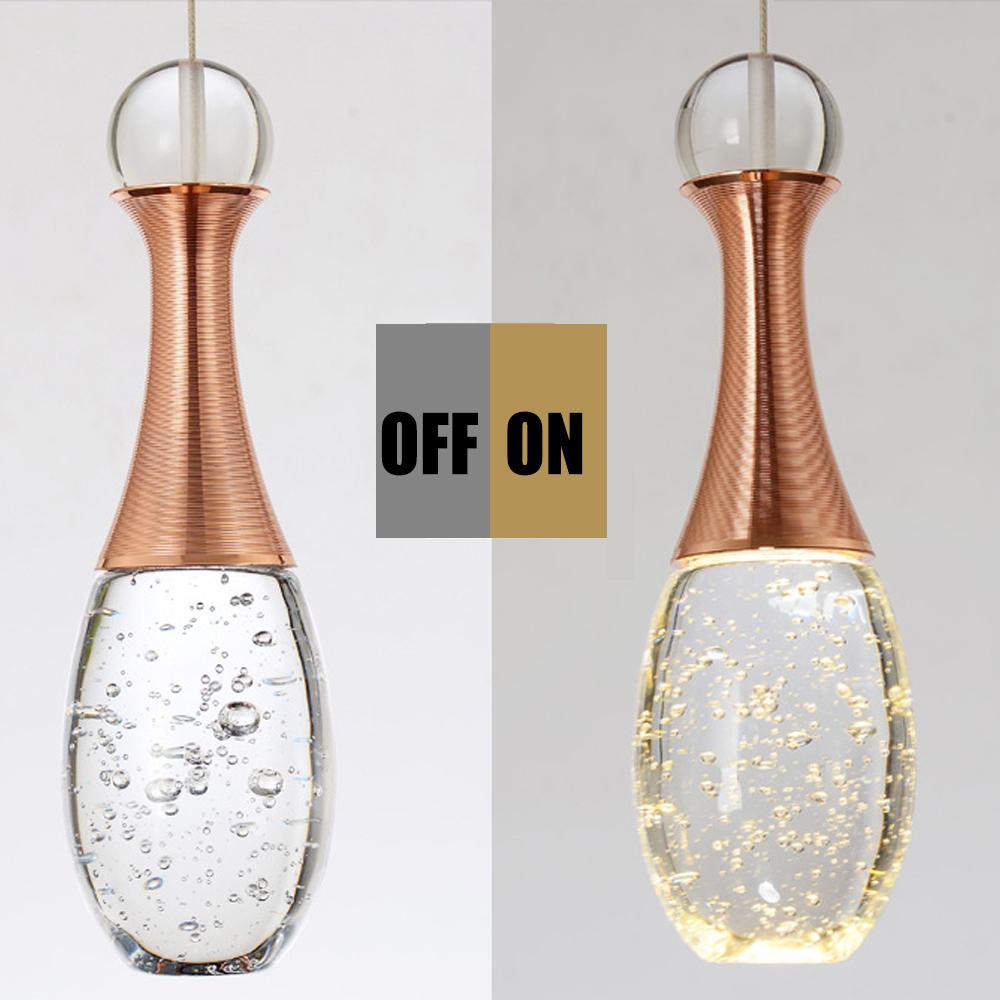 Drop-Shape Crystal & Electroplated Metal Multi-Light Pendant — Modern, 3-Light 11" or 6-Light 14", LED Integrated
