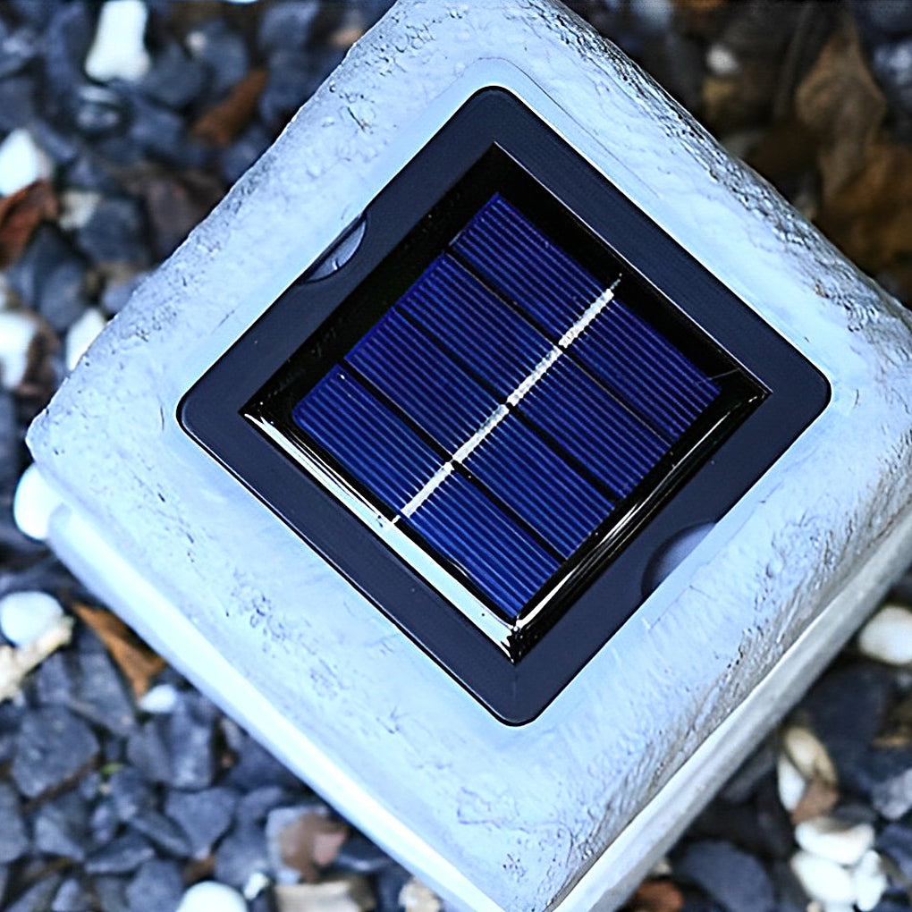 Square Solar LED Garden Lamp — Resin, IP44 Weatherproof, Warm White 3000K