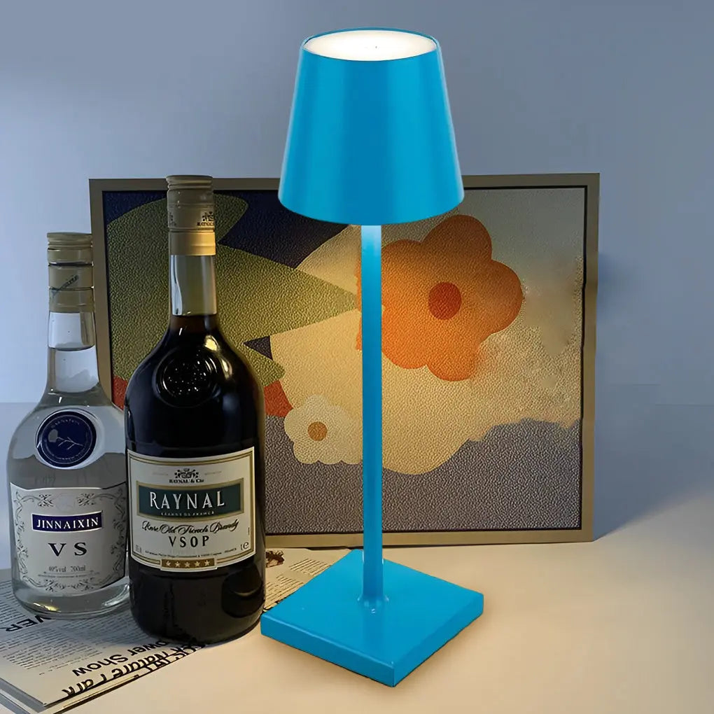 Portable Touch-Control Table Lamp with Rechargeable Aluminum Design - Top Hat Luxe