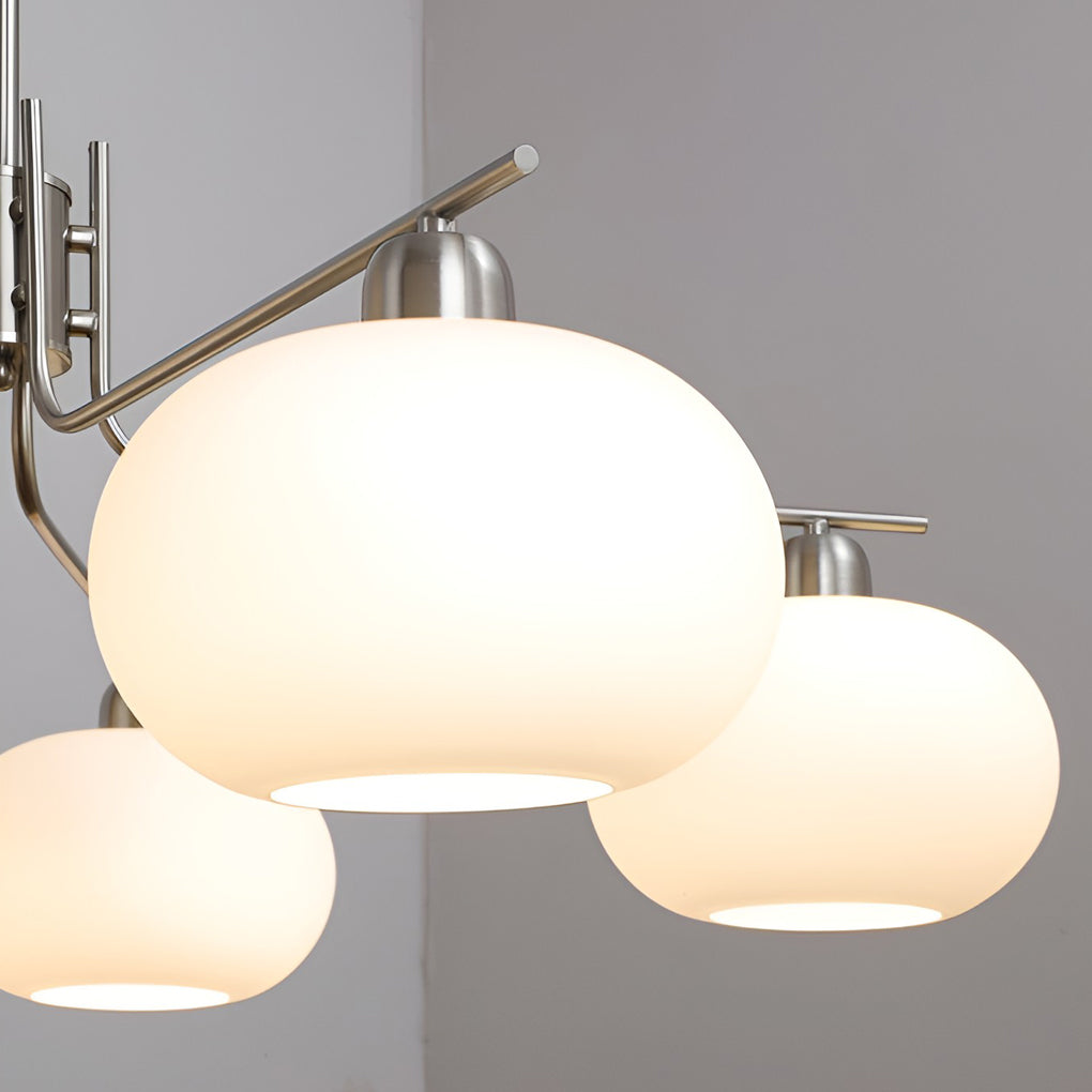 5-Light Modern Chandelier — Glass Shades, Metal, Three-Step Dimming LED, 3000K/4500K/6000K, 39" Diameter