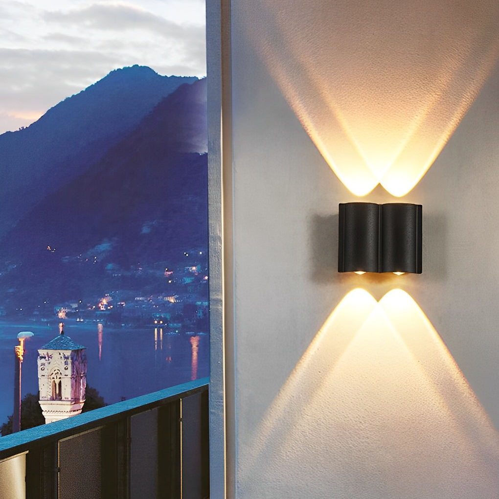 Modern Up/Down Wave Outdoor Wall Washer — Aluminum, LED, 2W–8W, 2- to 8-Light, IP Weatherproof