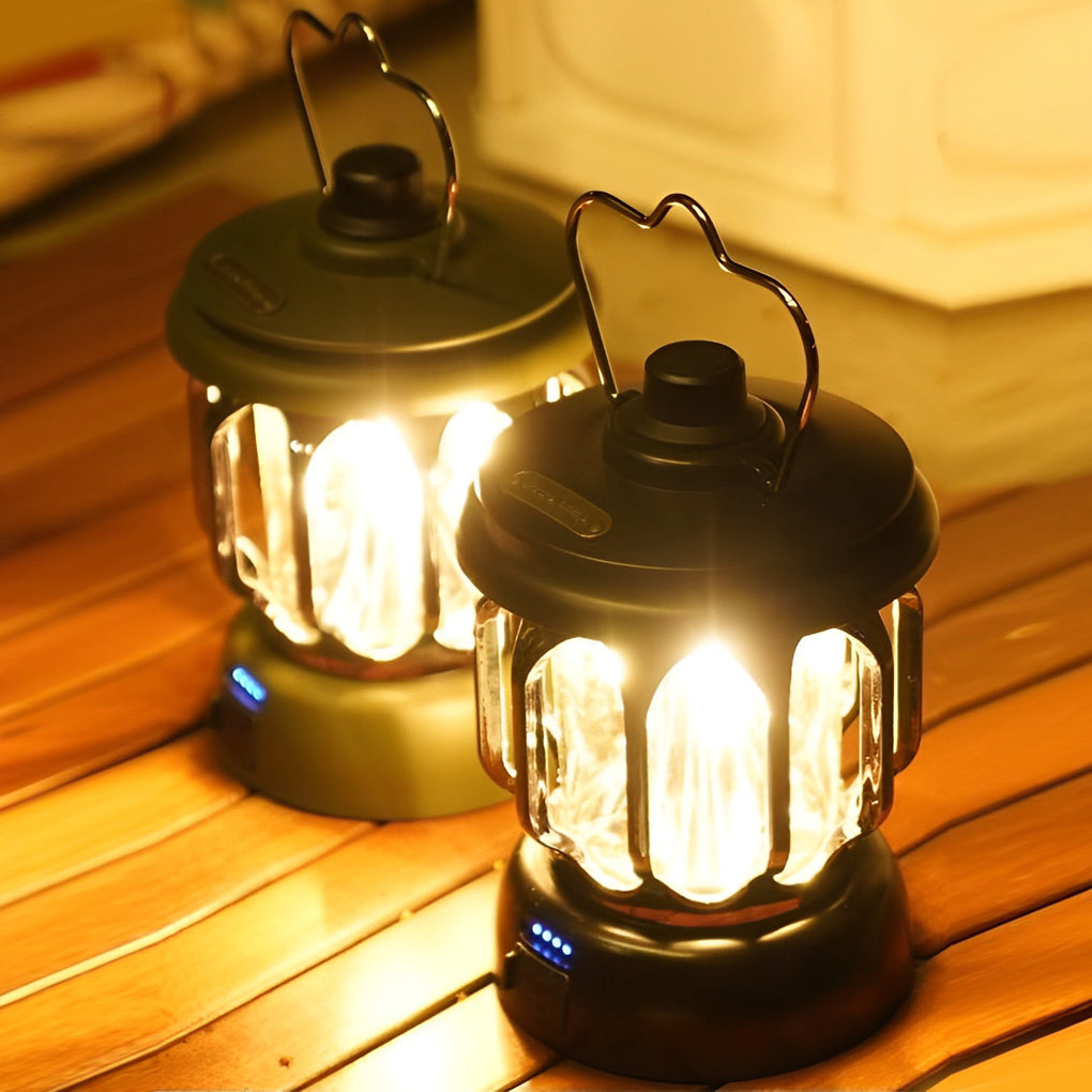 Retro Portable Outdoor Camping Lantern — ABS and Iron, Rechargeable LED, Type-C, 4W 150lm, 6"