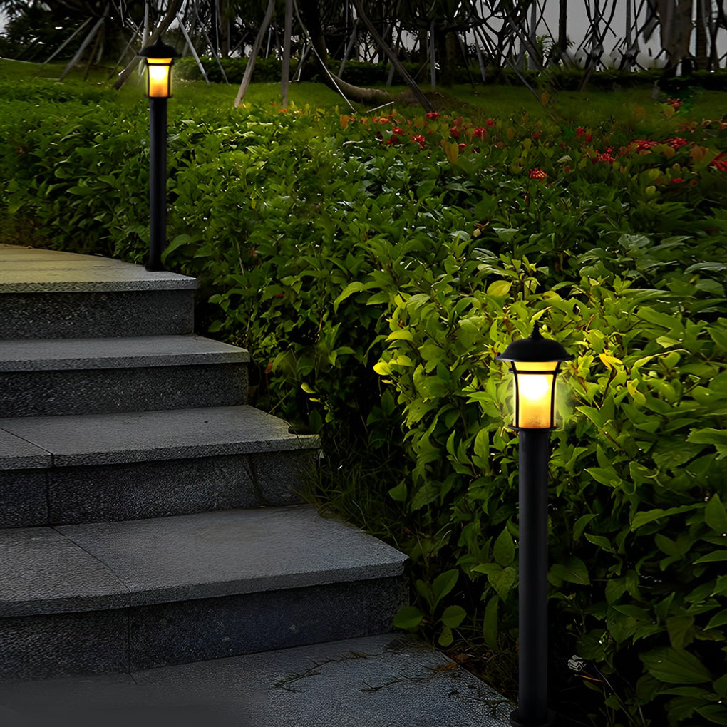 Classic English Outdoor Post Light — Black Iron and Glass, LED E27, 9W, 3000K, 15"/23"/43"
