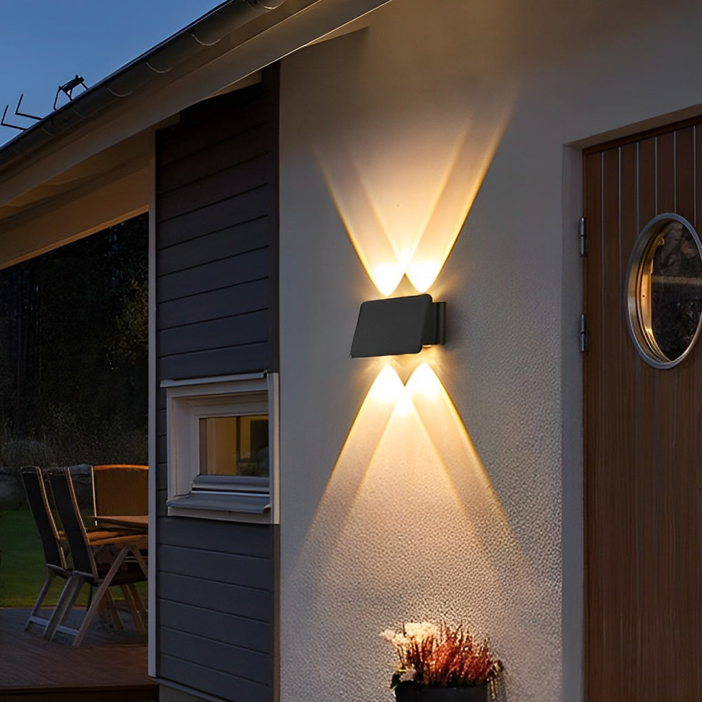 Solar Up/Down Outdoor Wall Washer Light — Black ABS, LED, IP65 Weatherproof, 4W–6W, 3000K