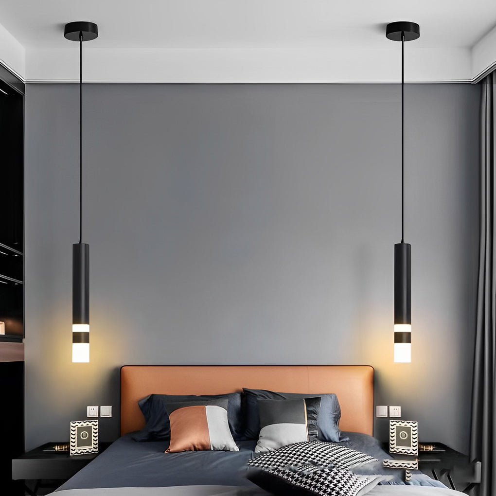 Minimalist Black LED Mini Pendant — Aluminum and Bubble Acrylic, Adjustable 78" Cord