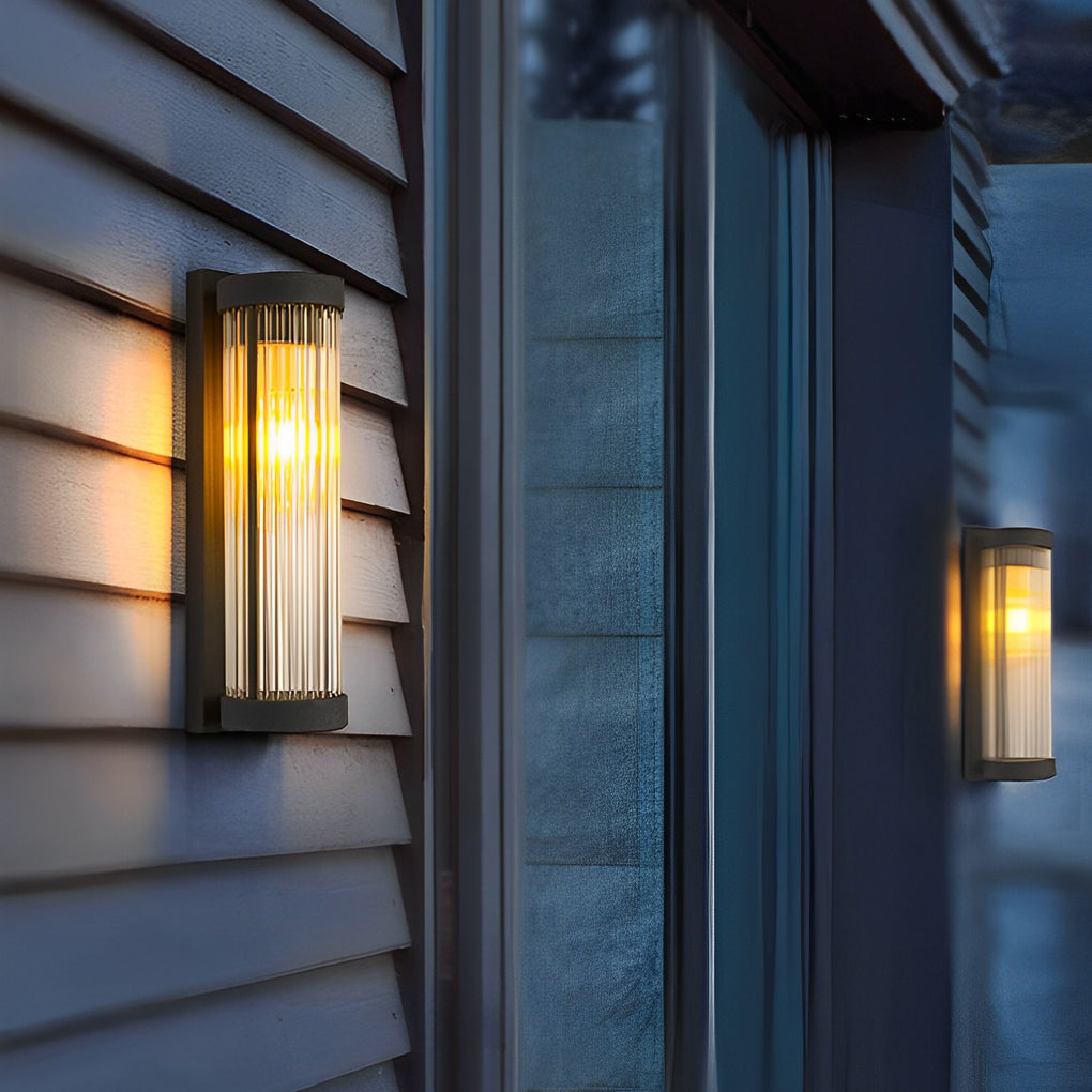 Modern Black Solar / Hardwired Outdoor Wall Sconce — Stainless Steel and Glass, LED, IP54 Weatherproof