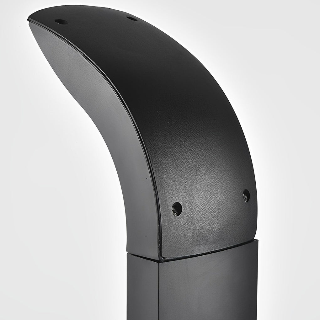 Curved-Head COB LED Bollard Path Light — Matte Black Aluminum, 10W, IP65 Weatherproof, 3000K Warm White