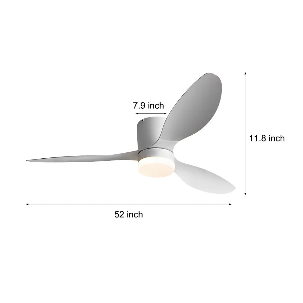 52-Inch Modern Ceiling Fan Lamp with 3 Blades, Mute Operation, LED Lighting, and Remote Control - Dimmable Luxe