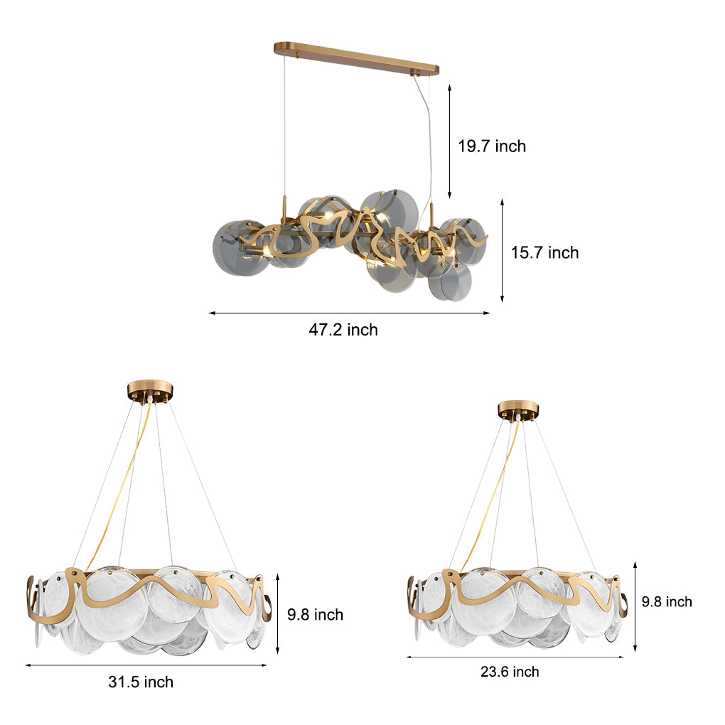 Nordic Chandelier Pendant Lights with Round Glass and Creative Iron LED Design