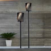 Rotating Stainless Steel Outdoor Floor Lamp with Vertical Slats