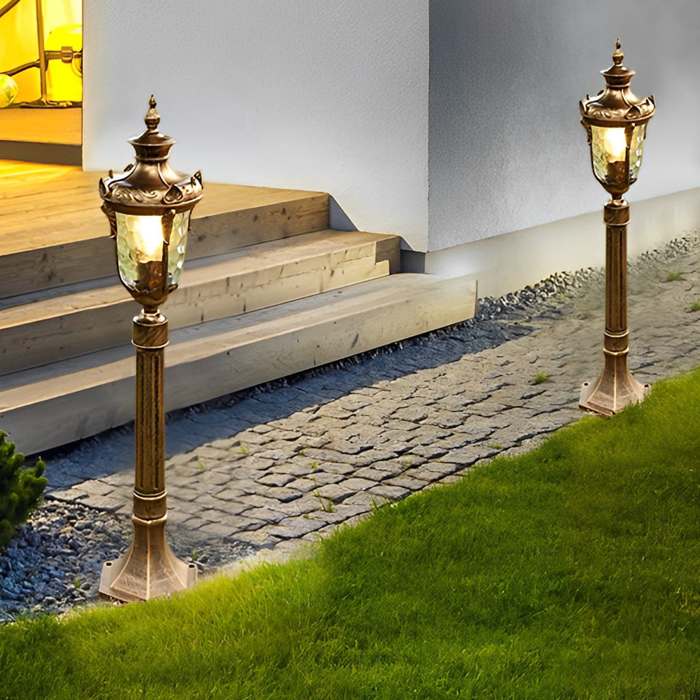 Industrial Outdoor Post Light — Die-Cast Aluminum and Glass, E27, 33" Height, Waterproof, Black / Bronze