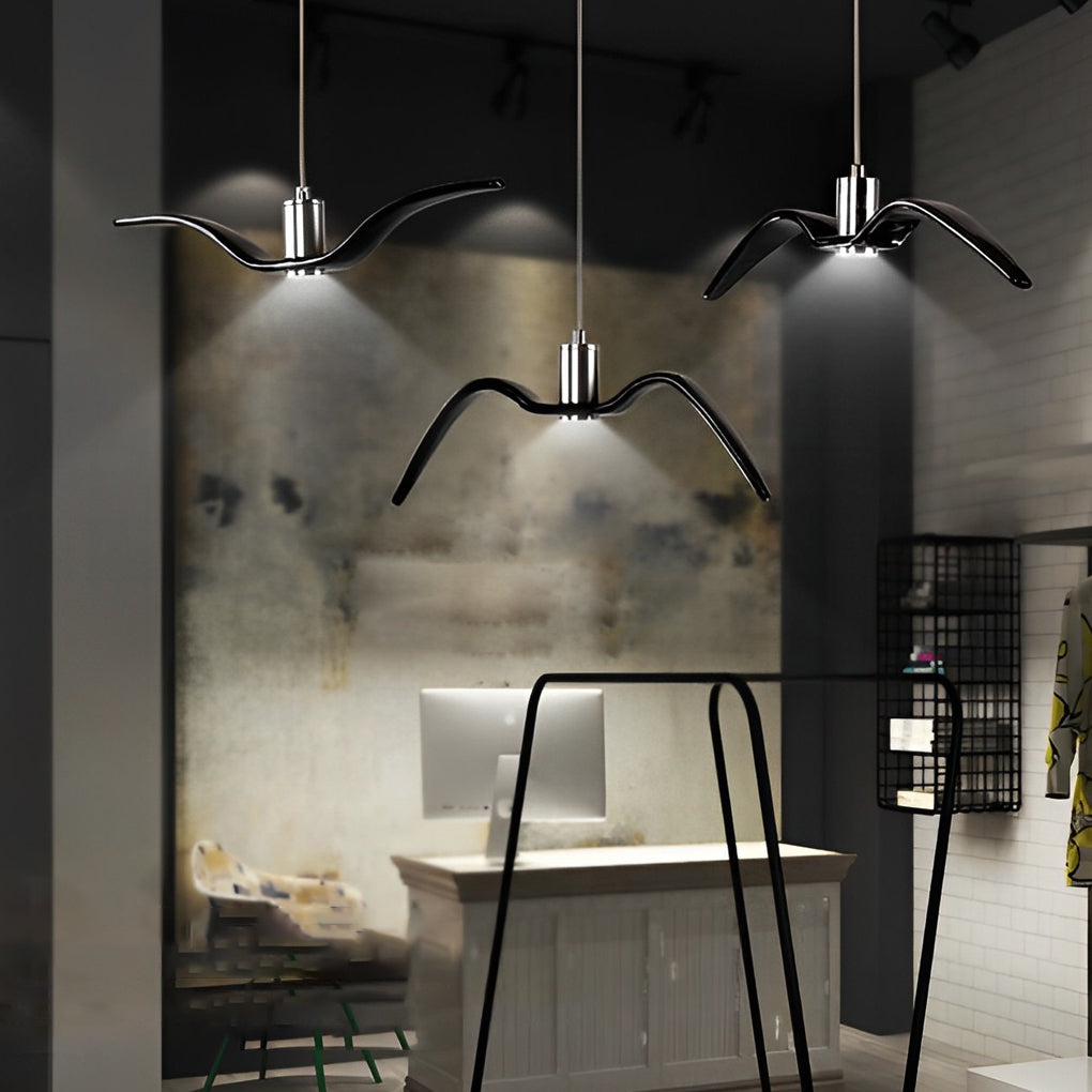 Seagull LED Chandelier — Ceramic and Chrome, Modern, Warm White 3000K