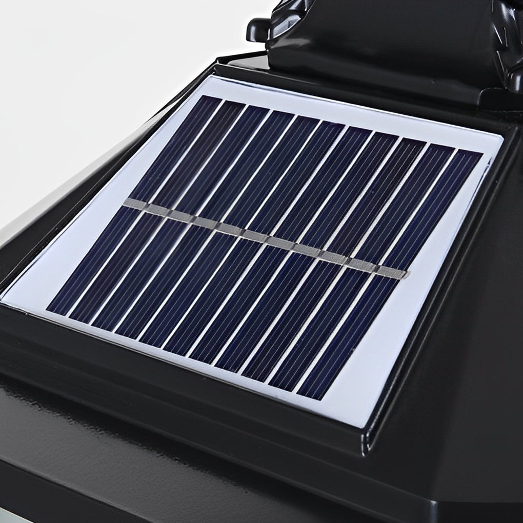 Retro Solar Fence Post Light — Die-Cast Aluminum & Glass, LED, IP55, Remote Control, Black / Bronze