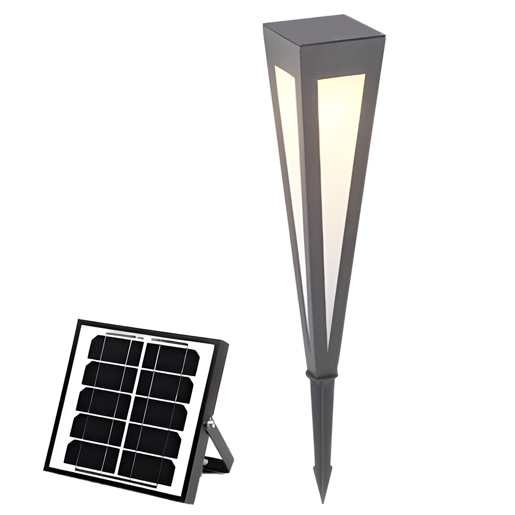 Square-Top Conical Bollard Path Light — Aluminum & Acrylic, Adjustable RGB Solar LED, 17.7" / 24.4" / 47.2"