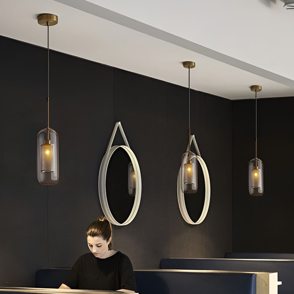 Industrial Minimalist Round Glass Pendant Light — Clear Glass, LED, Kitchen Island