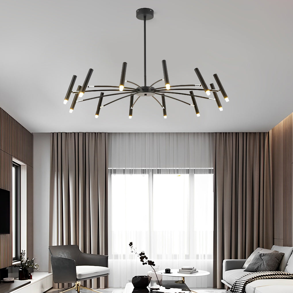 Minimalist Adjustable Metal Chandelier — G9 LED, Three-Step Dimming, 3000K/4500K/6000K, 180° Rotatable Head, Black or White