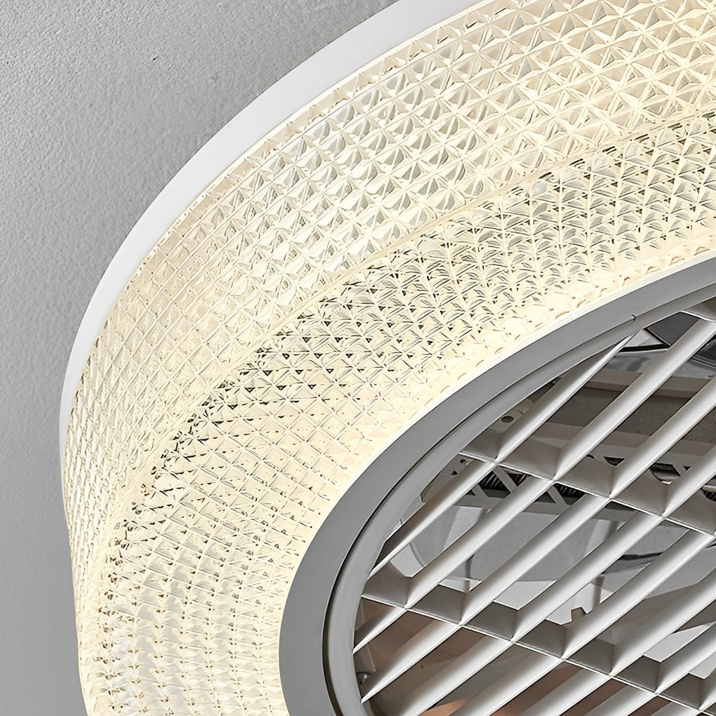 Modern Bladeless Ceiling Fan Light with Round Dimmable LED and Quiet Warm Air