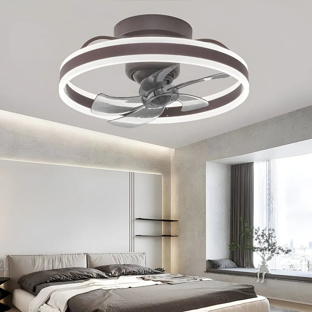 Modern Ceiling Fan Light with Round Design, Stepless Dimming, and 360° Rotation Luxe
