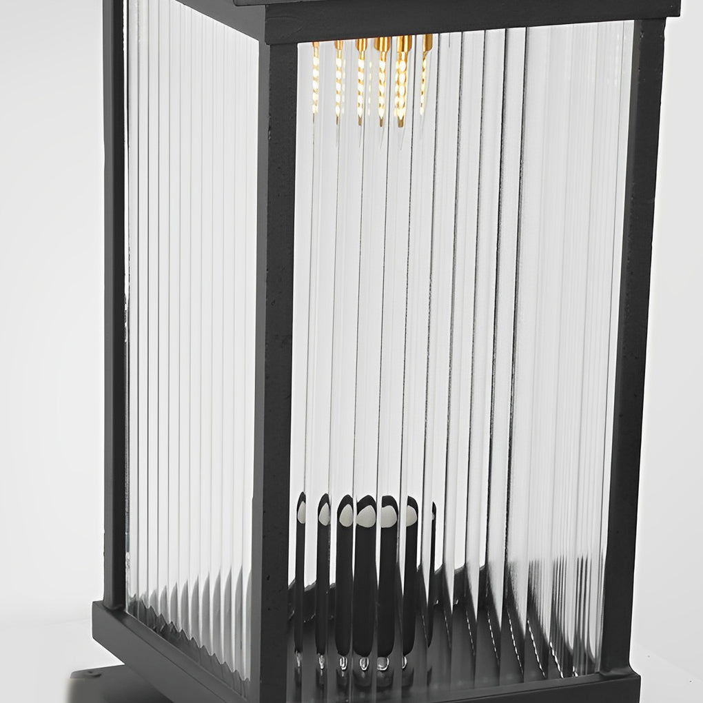 Modern Retro Solar Fence Post Light — Matte Black Aluminum and Glass, LED, Waterproof