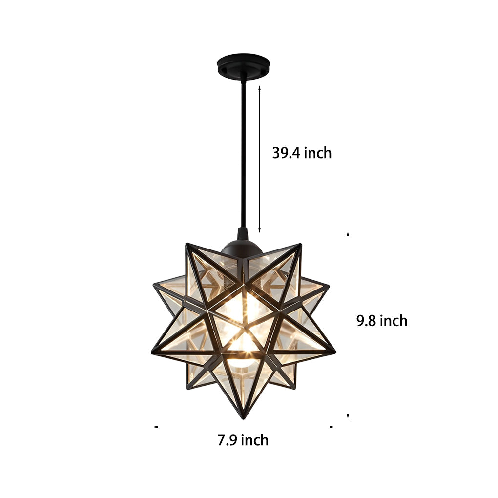 Five-Pointed Star Mini Pendant — Iron and PVC, E27, Three-Step Dimming (3000K/4500K/6000K), 7.9" Diameter