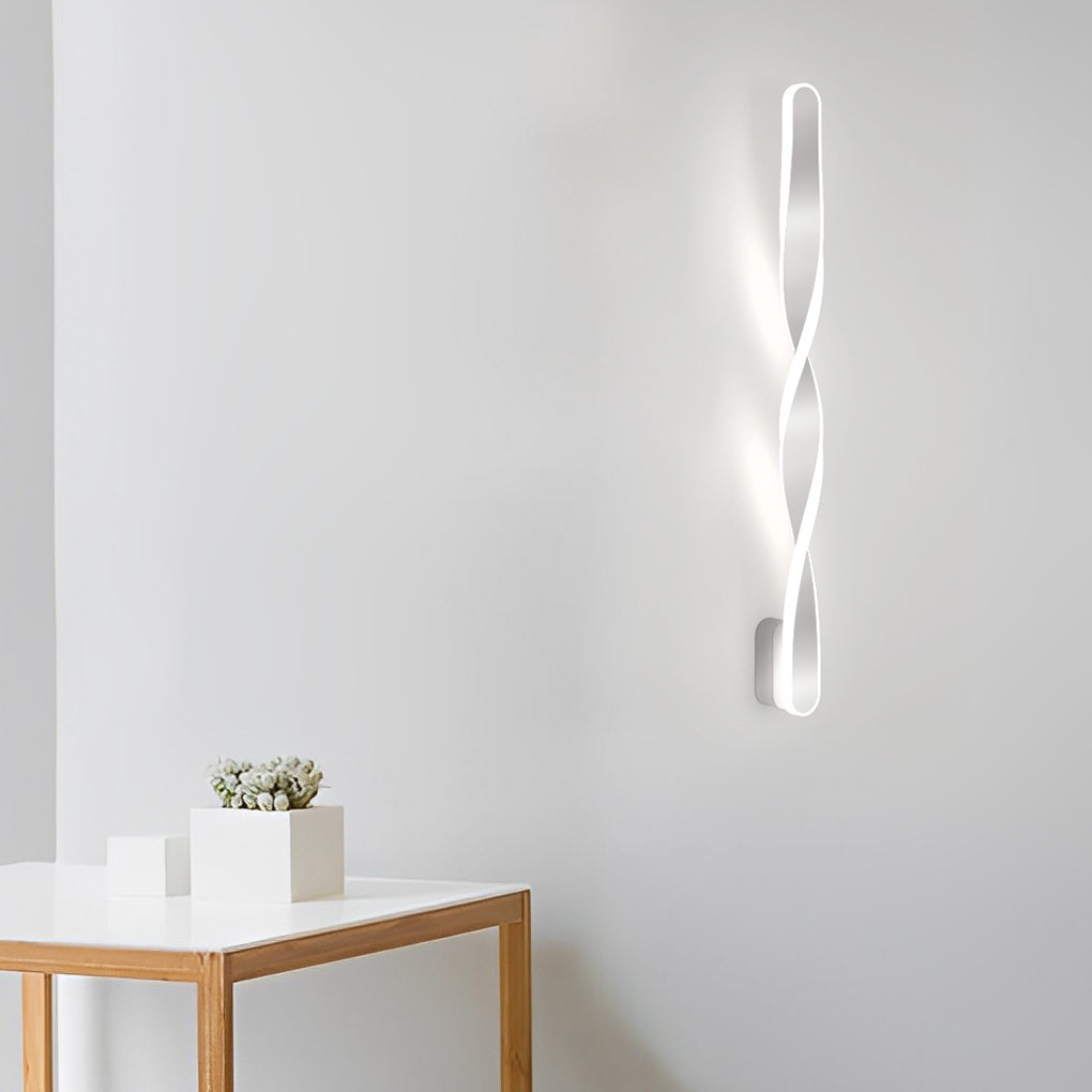 Minimalist Spiral Linear Wall Sconce — Aluminum with Silicone LED Strip, 29W, 28"