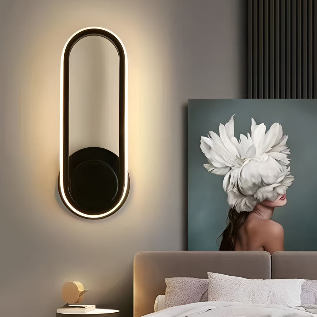 330° Rotatable Rounded-Rectangular LED Wall Sconce — Metal, Silicone Shade, Modern, Gold / Black / White