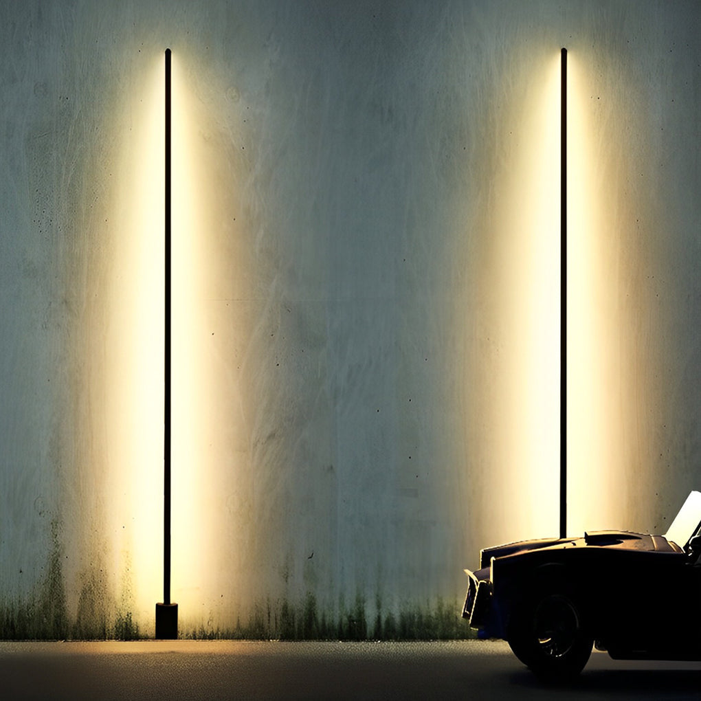 Linear Minimalist Outdoor Floor Lamp — Stainless Steel & Aluminum, LED 3000K, IP65, 4 Heights