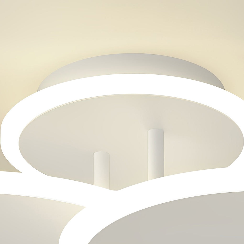 Circular LED Semi-Flush Mount — Matte White Acrylic & Iron, 2/3/6-Light, Three-Step Dimming