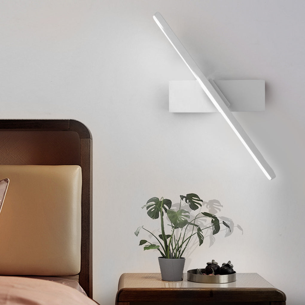 330° Rotatable Linear LED Wall Sconce — Aluminum & Iron, Black or White, 12" or 20"