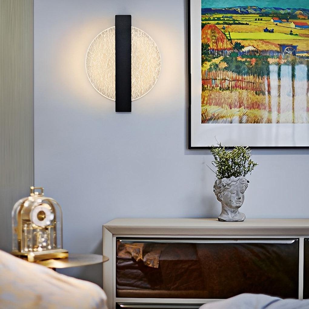 Round, Square, and Semicircle LED Wall Sconce — Acrylic, Hardwired, Black or Gold, Modern Retro