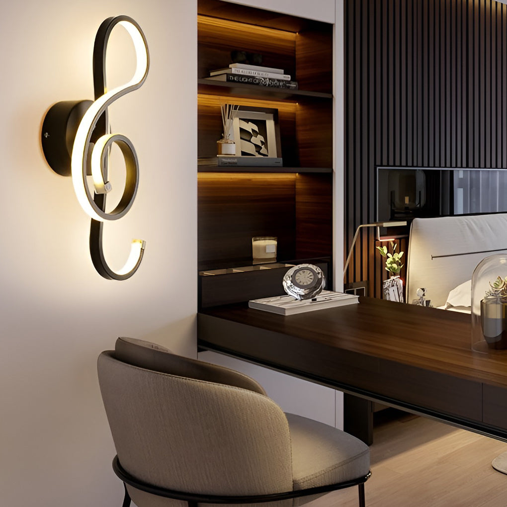 Musical Note LED Wall Sconce — Aluminum, Electroplated, Warm White / Daylight, 6.7" × 14.2"