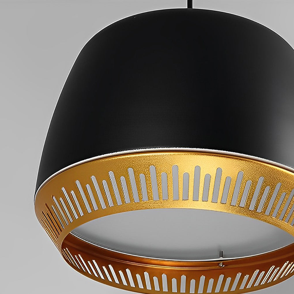 Modern Round Ball Pendant Light — Iron, 12" Diameter, Adjustable Wire, Black or White
