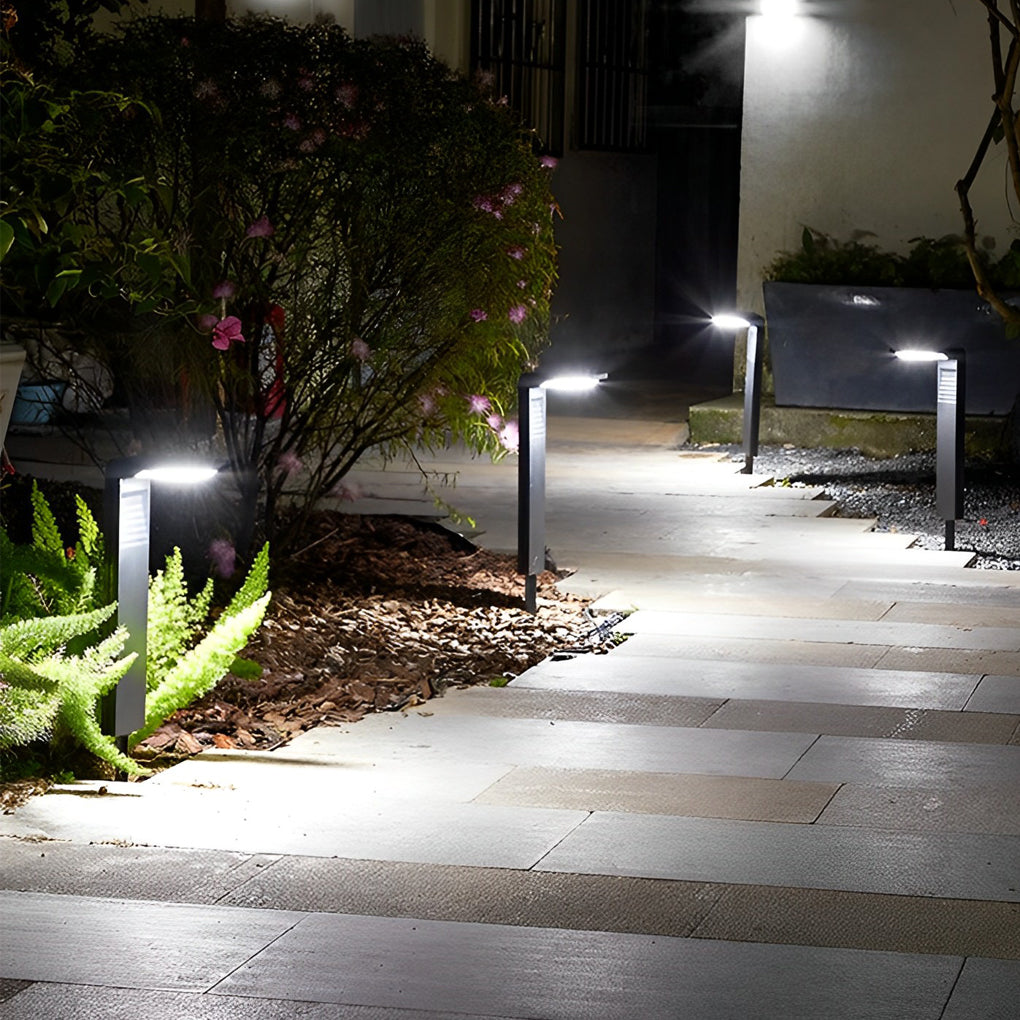 Modern Solar LED Bollard Path Light — ABS+PC, Black, Dusk-to-Dawn Auto On/Off, IP64, 4V/2W, 6000K/3000K