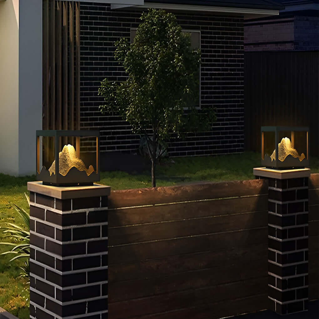 waterproof outdoor solar decorative column light for mountain landscapes