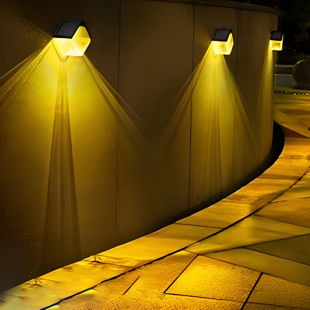 Modern Solar Outdoor Wall Sconce, Set of 2 — Black, RGB & 3000K Warm White, IP65 Weatherproof, Dusk-to-Dawn