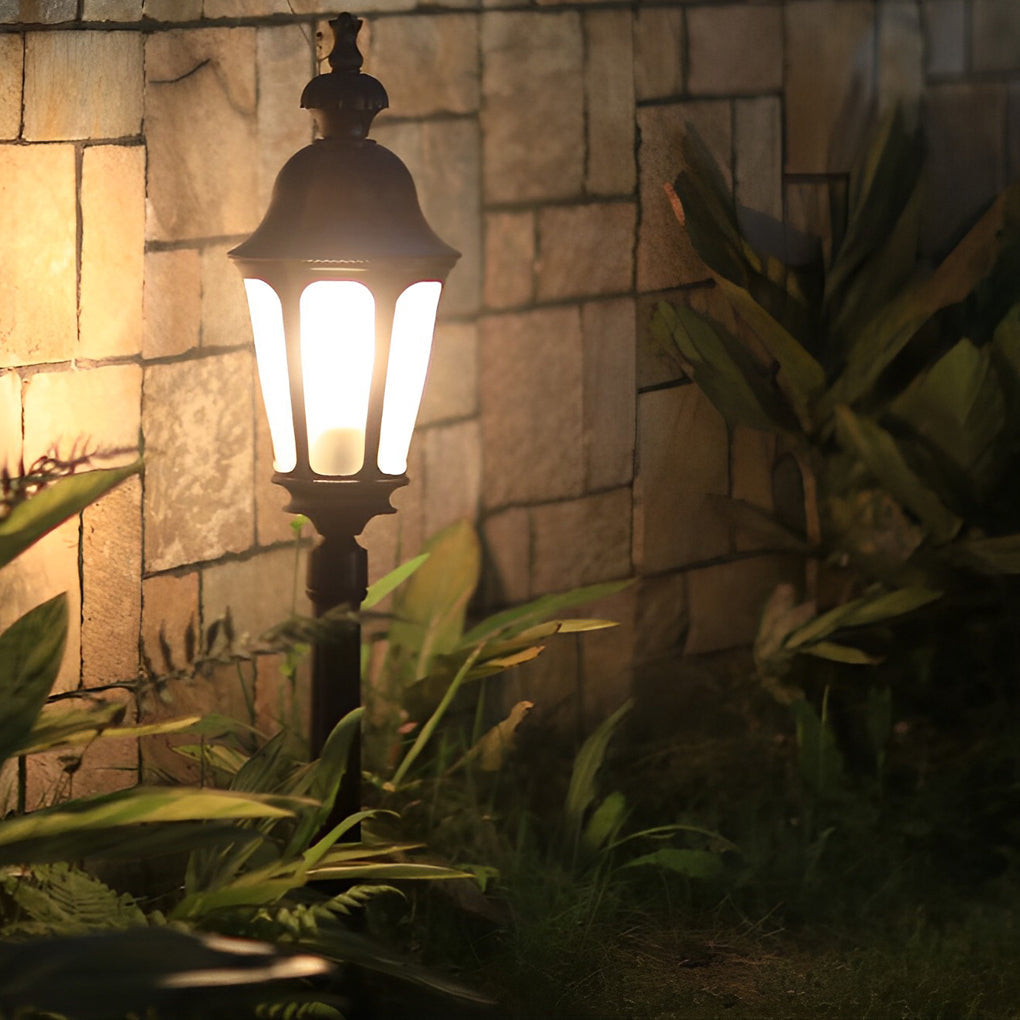 Black Outdoor Pathway Lamp Post — Die-Cast Aluminum and Glass, E27, 37" H, IP-Rated Weatherproof