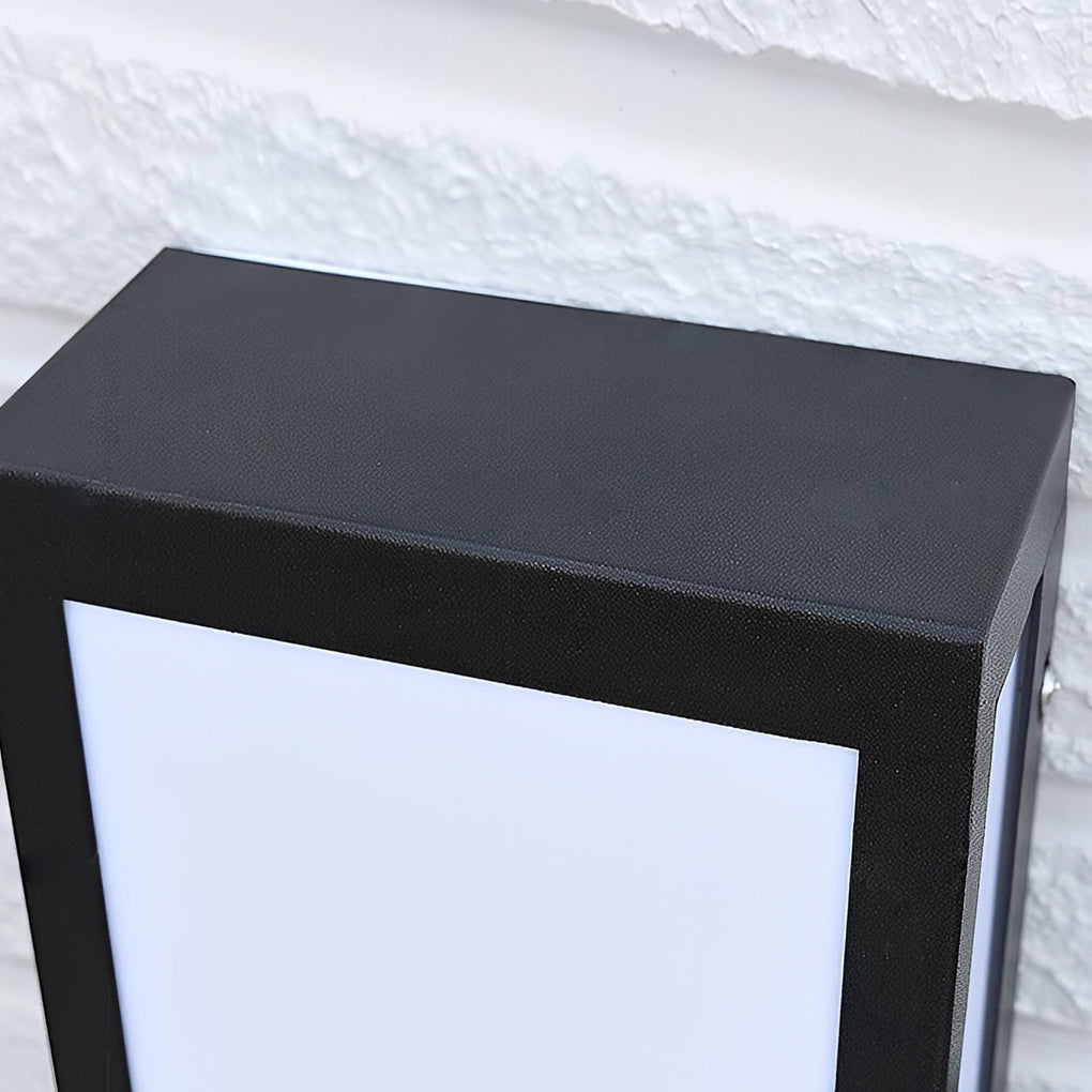 Modern Rectangular Outdoor Wall Sconce — Matte Black Iron, LED, Waterproof Acrylic Shade