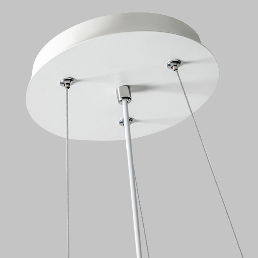 Flower Petal Chandelier — White PVC, LED 24W, Three-Step Dimming (3000K/4500K/6000K), 21" Diameter