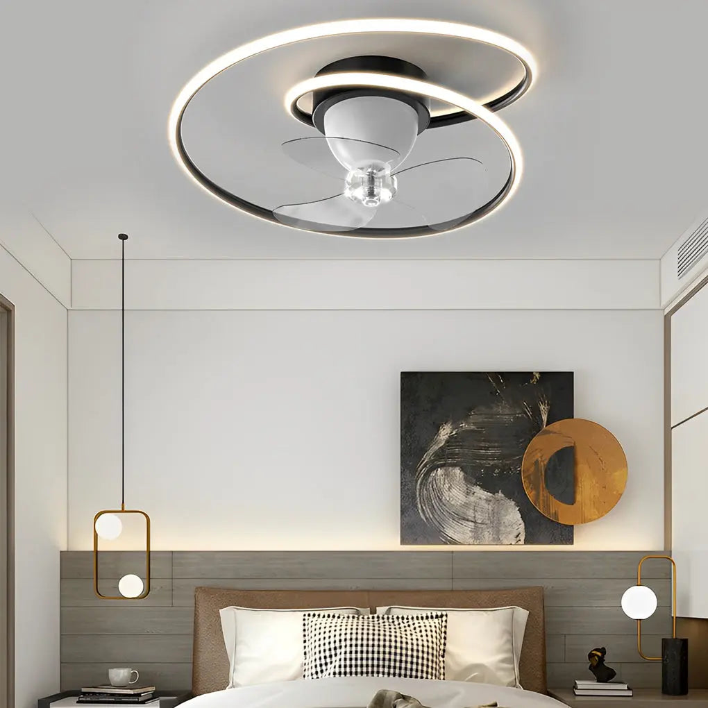Modern Ceiling Fan Light with Smart 360° Rotation, LED Stepless Dimming, and Timing Features Luxe