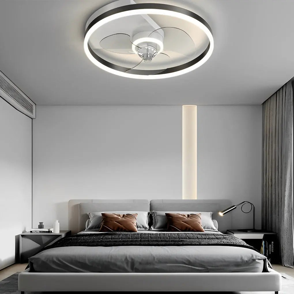 Modern Round Bladeless Ceiling Fan Lamp with Intelligent LED and Silent Operation Luxe