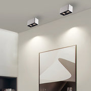 Square Adjustable Surface-Mount Spotlight — Iron, Three-Step Dimming LED, 360° Rotation, 1- or 2-Light