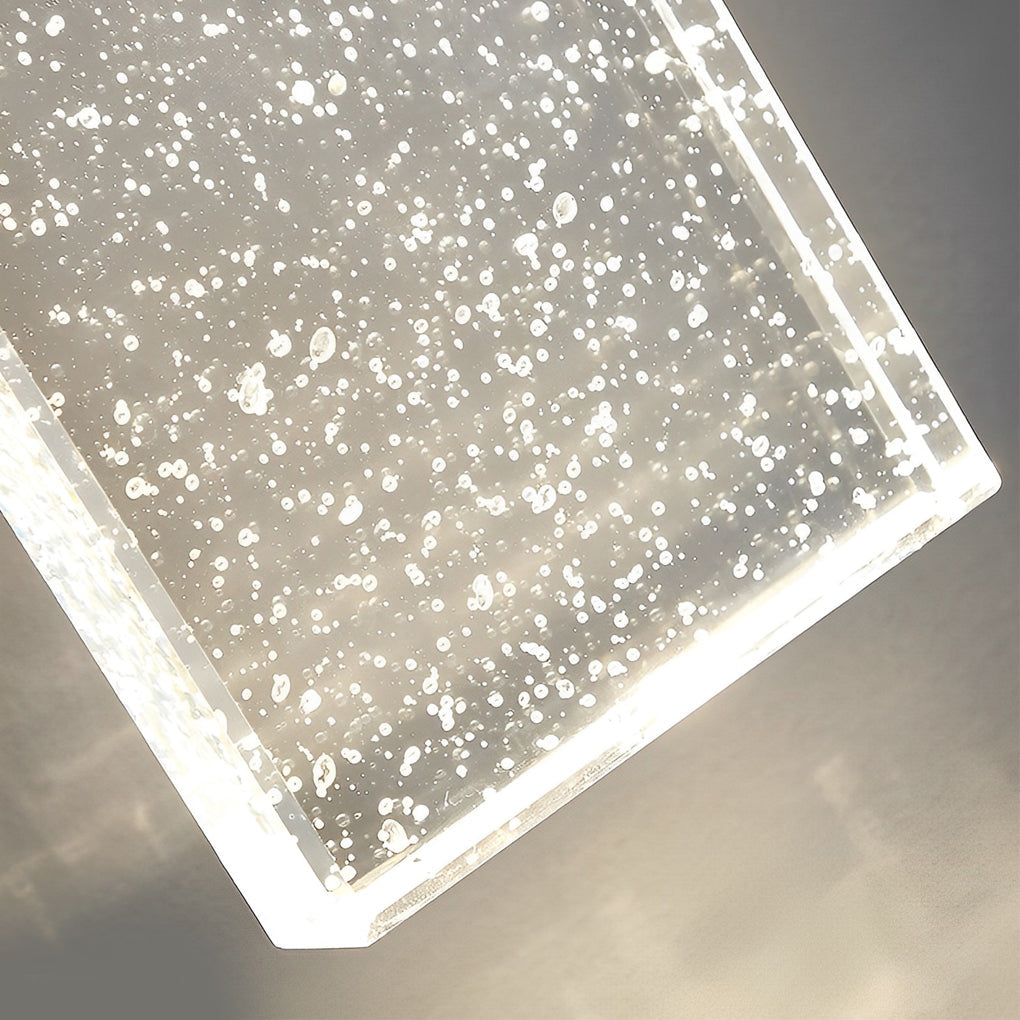 Rectangular Bubble Crystal Outdoor Wall Sconce — Die-Cast Aluminum, LED, 3000K Warm White, 10W / 18W / 24W, IP-Rated Weatherproof