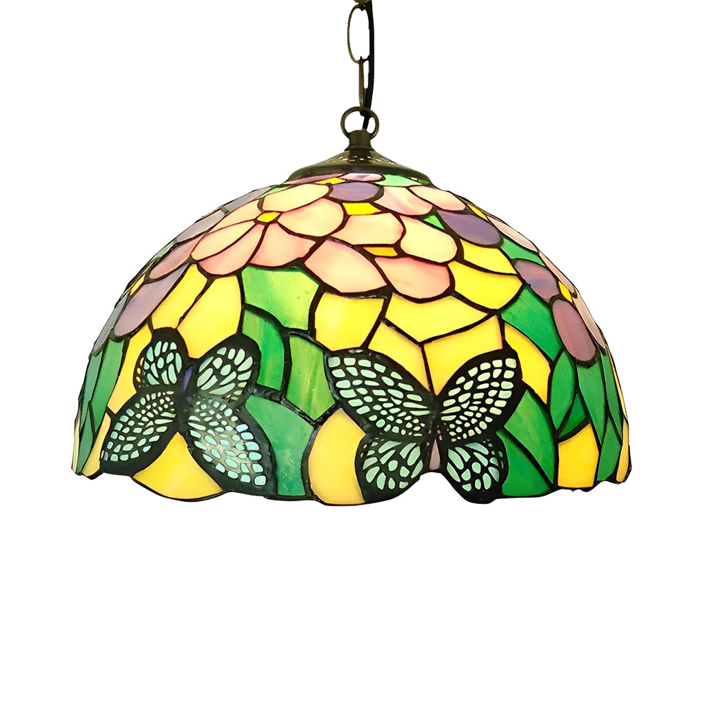 Baroque Mini Pendant Chandelier — Handmade Welded Colorful Glass, E27, 11.8" Diameter