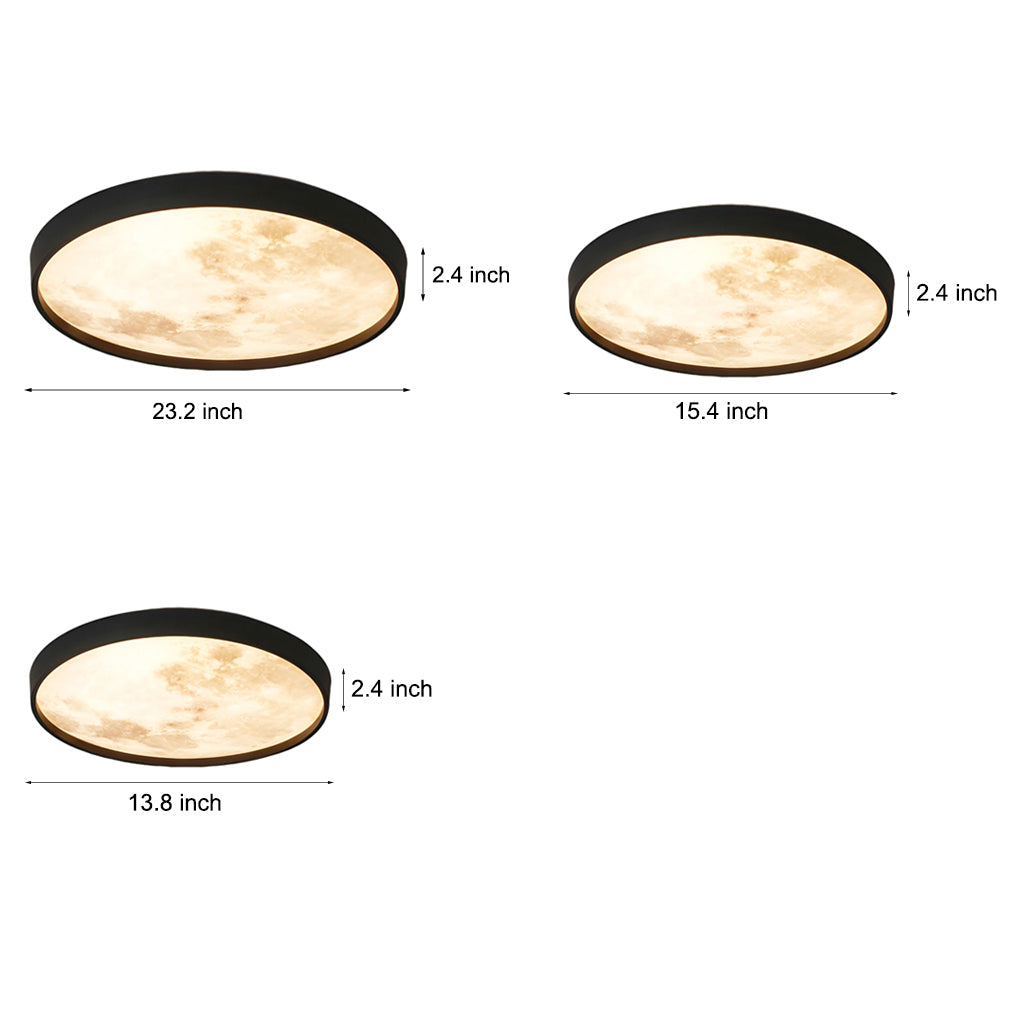 Moon Flush-Mount Ceiling Light — Black Iron and Acrylic, LED, 3-Step Dimming, 14W–45W