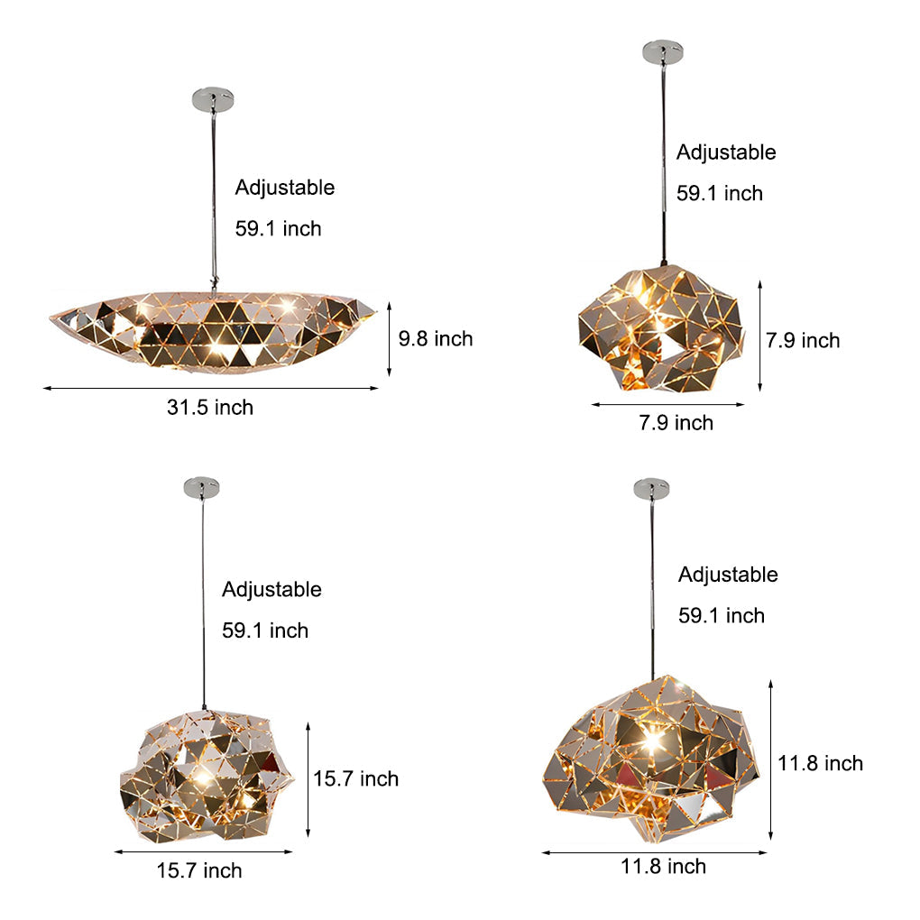 Postmodern Irregular Chandelier — Hollow Stainless Steel, Hardwired, Multiple Sizes