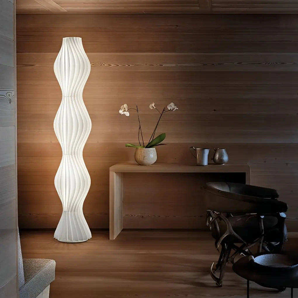 Contemporary Wavy Floor Lamp with Coastal LED Design Luxe