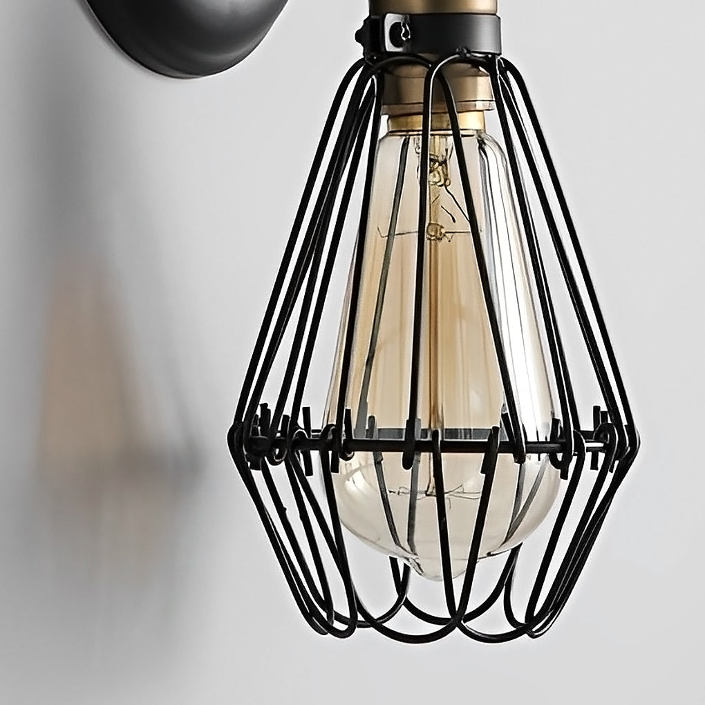 Adjustable Industrial Retro Wall Sconce — Black Iron, E27, Up/Down Directional, 7" × 11"